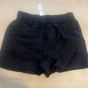 J. Crew Linen High Waist Black Shorts